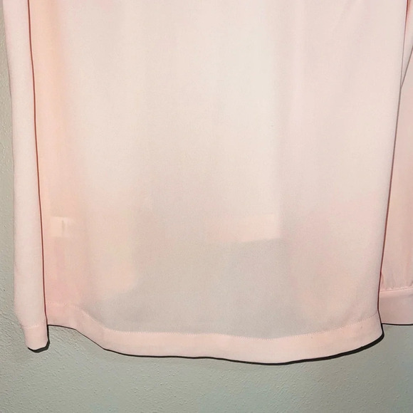 LOFT Light Pink Wrap Tie Neck V-neck Long Sleeve Blouse Medium Women’s - Picture 7 of 14